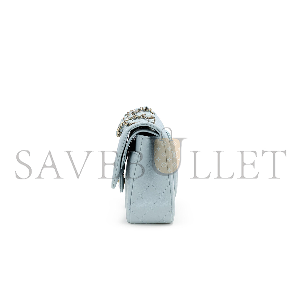 CHANEL MEDIUM CLASSIC DOUBLE FLAP BAG BLUE QUILTED CAVIAR LIGHT GOLD HARDWARE (25*15*7cm) CHANEL MEDIUM CLASSIC DOUBLE FLAP BAG BLUE QUILTED CAVIAR LIGHT GOLD HARDWARE (25*15*7cm)